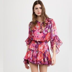 Misa Los Angeles Ximena Chiffon Ruffle Mini Floral Dress